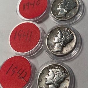 3 Mercury War Dimes - 1940-1941-1942 Just Brilliant